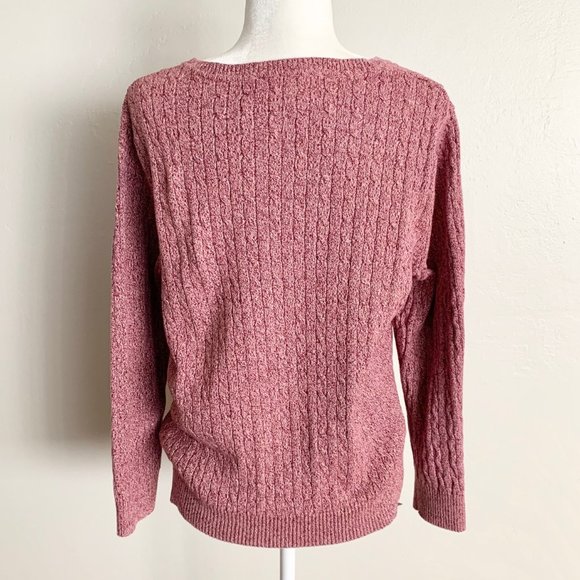 Karen Scott Raspberry Pullover Cable Kit Sweater - Picture 3 of 5